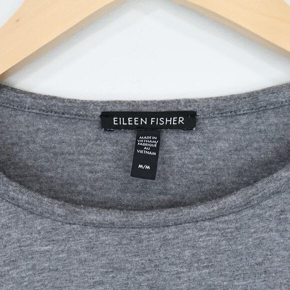 Eileen Fisher Stretch Jersey Knit Short Sleeve Knee Length Dress Gray Size M - Picture 3 of 7